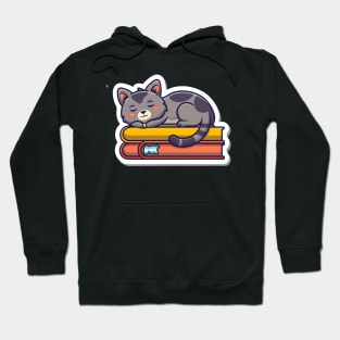 Cute cat napping on book Hoodie